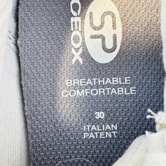 Geox Shoes Girls EU 30 US 12c White Silver Polka Dot Canvas Low Top Zip Sneakers - Picture 9 of 9